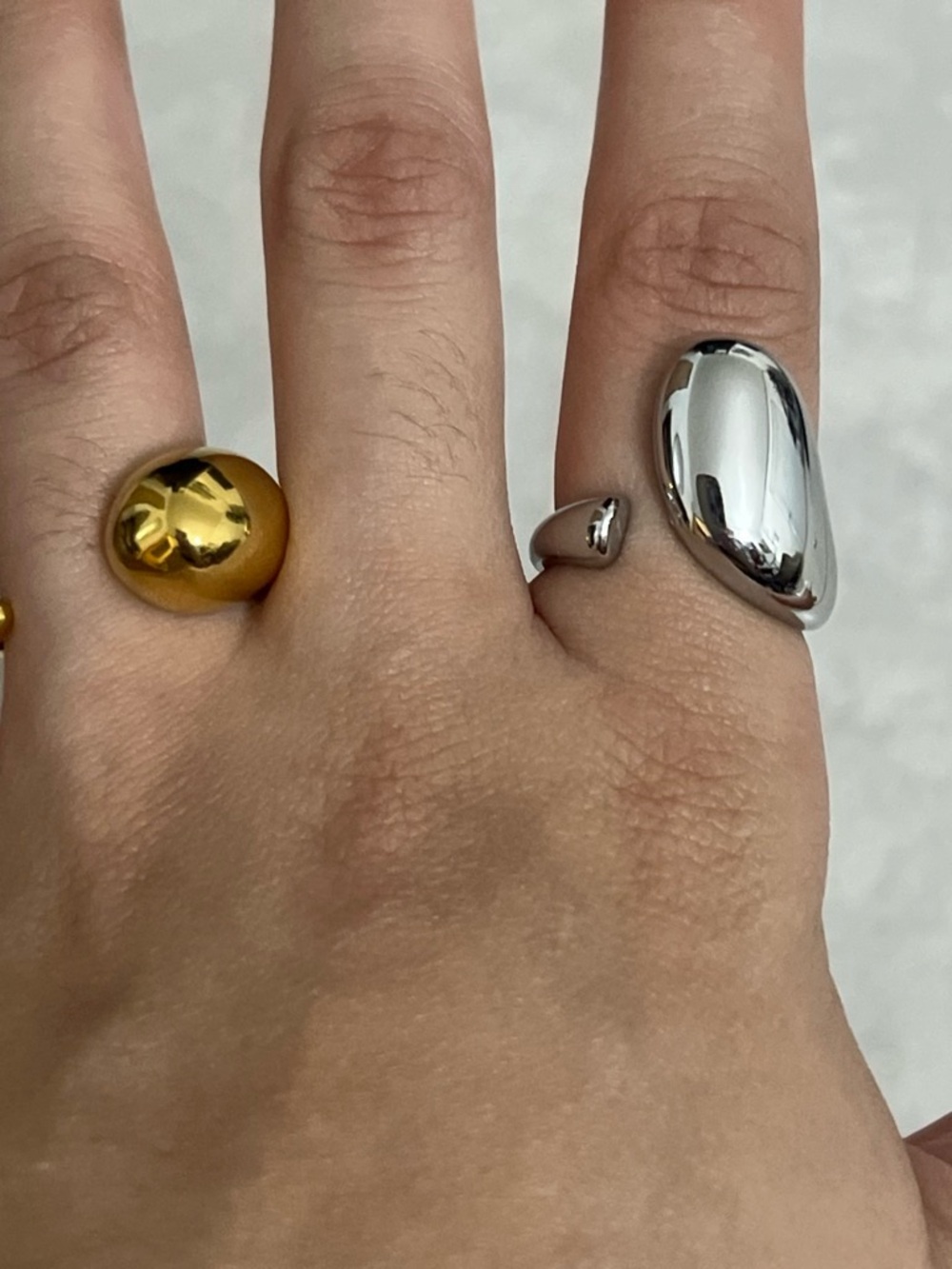 Gold and Silver Statement Dome Rings - Women Jewelry